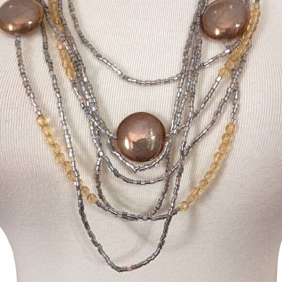 STUDIO GI Venetian Art Glass Necklace Italy Multi Strand 30" Boho Gypsy Flapper. - Picture 4 of 16